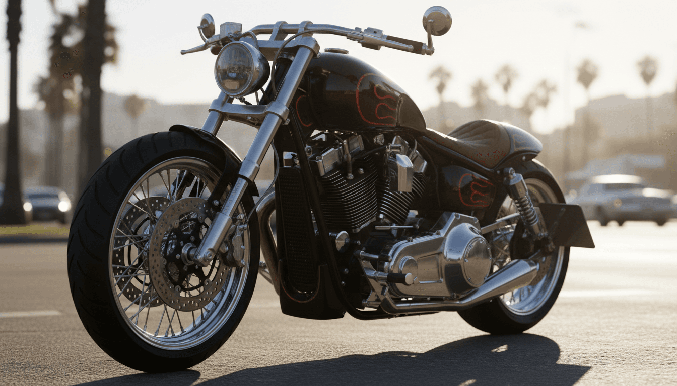 Motorcycle insurance - polished motorcycle in natural daylight